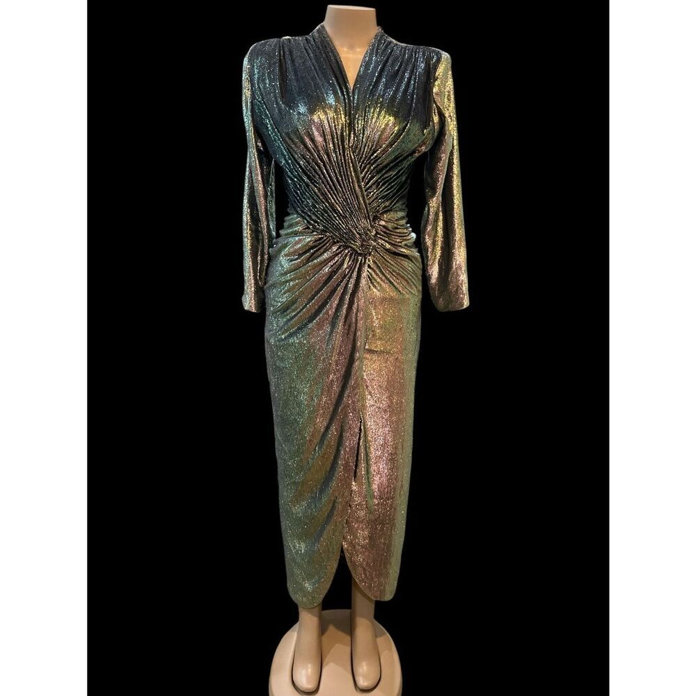 Metallic Iridescent Ruched Dress